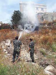 حريق في خراج ديرميماس سببه مسيرة معادية