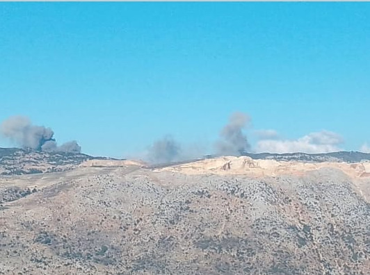 غارات على جبل بو راشد خلف كسارات ميدون