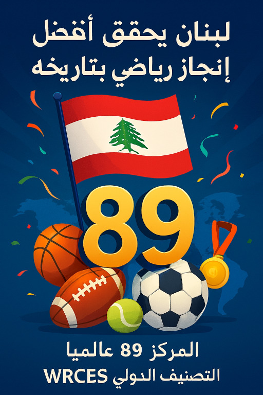إنجاز غير مسبوق: لبنان يتقدّم إلى المرتبة 89 في التصنيف الرياضي الدوليWRCES