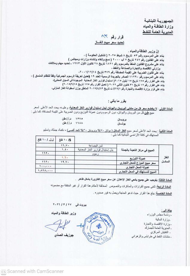 جدول جديد لأسعار المحروقات