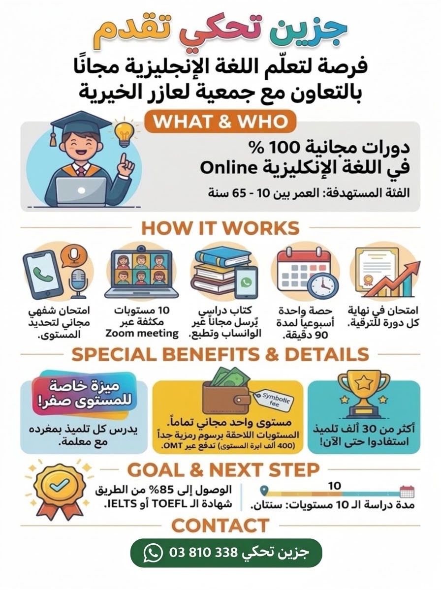 بدك تتعلم اللغة الإنجليزية وتتقوى فيها… جزين تحكي قدمتلك هالفرصة بدورات مجانية